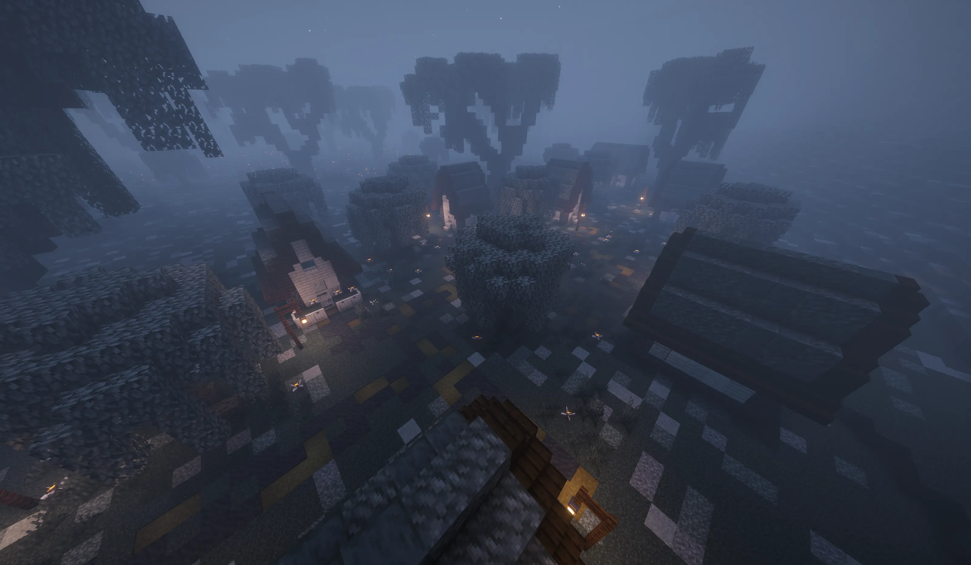 Custom pale garden village & trees
