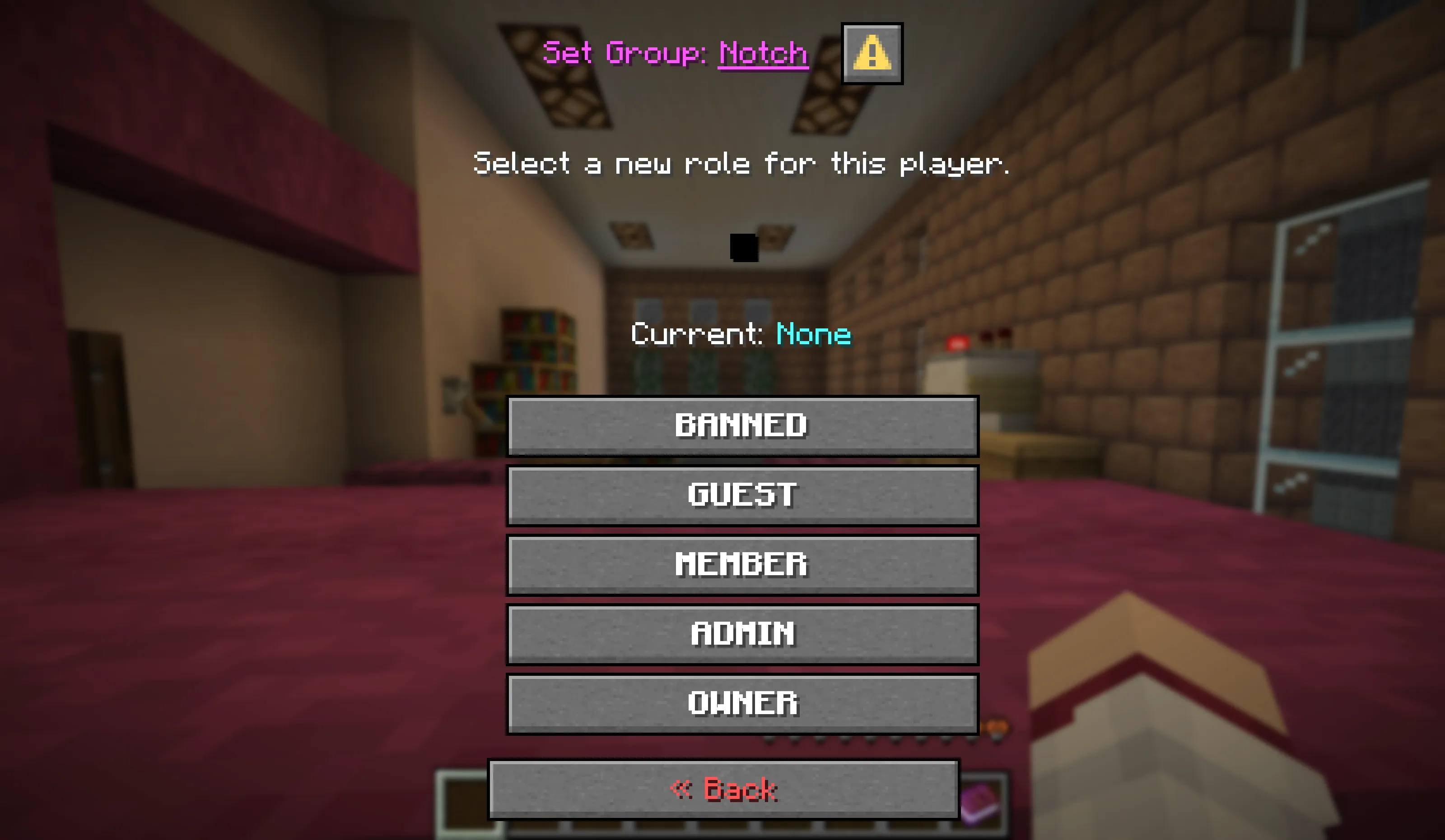 In-game menu with group assignment options.
