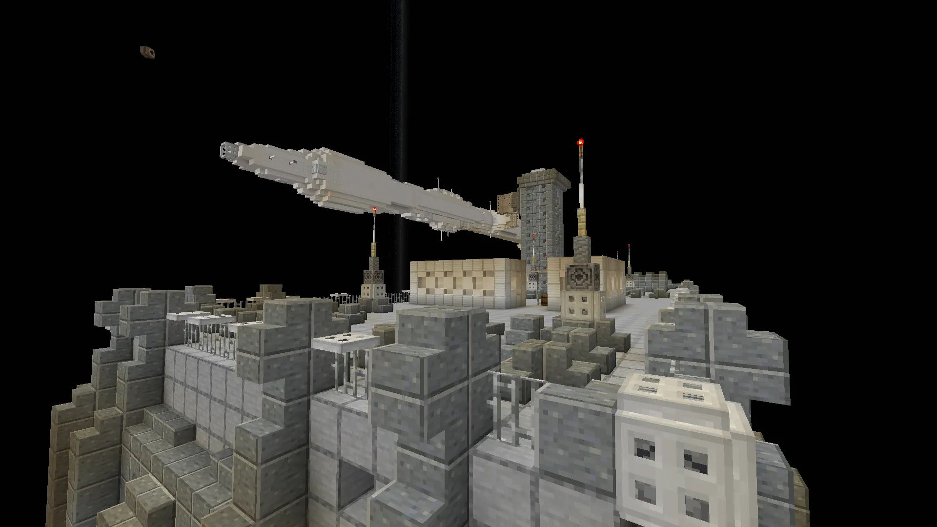 Stone space rocket carrier in deep space.