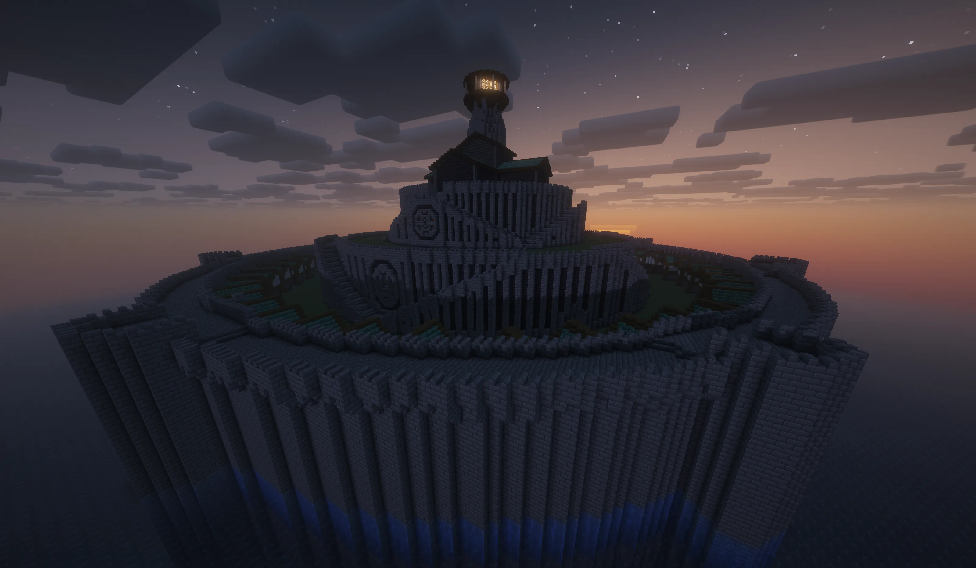 Stone construction in the sea inspired by Mont Saint-Michel.